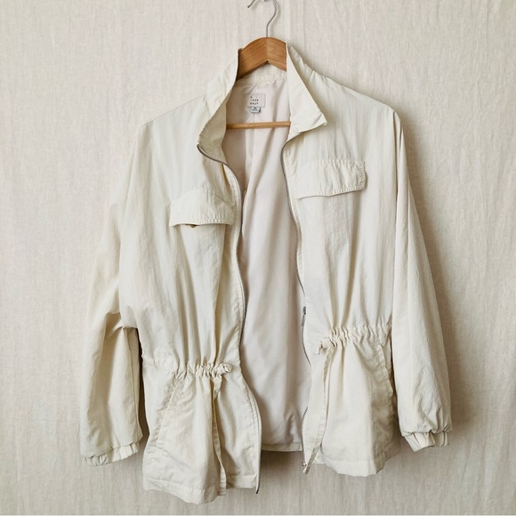 a new day Jackets & Blazers - A New Day Cream White Windbreaker Rain Jacket